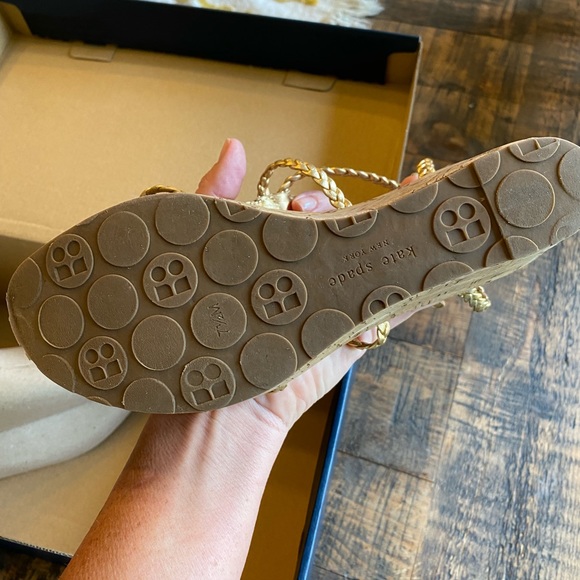 Kate Spade ♠️ Gold Braided Cork Wedges - Picture 7 of 10